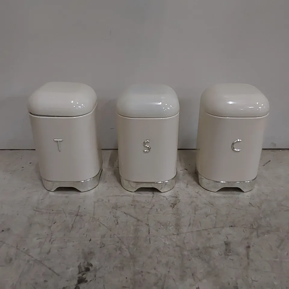 BOXED LOVELLO 3 PIECE COFFEE, TEA & SUGAR CANNISTERS