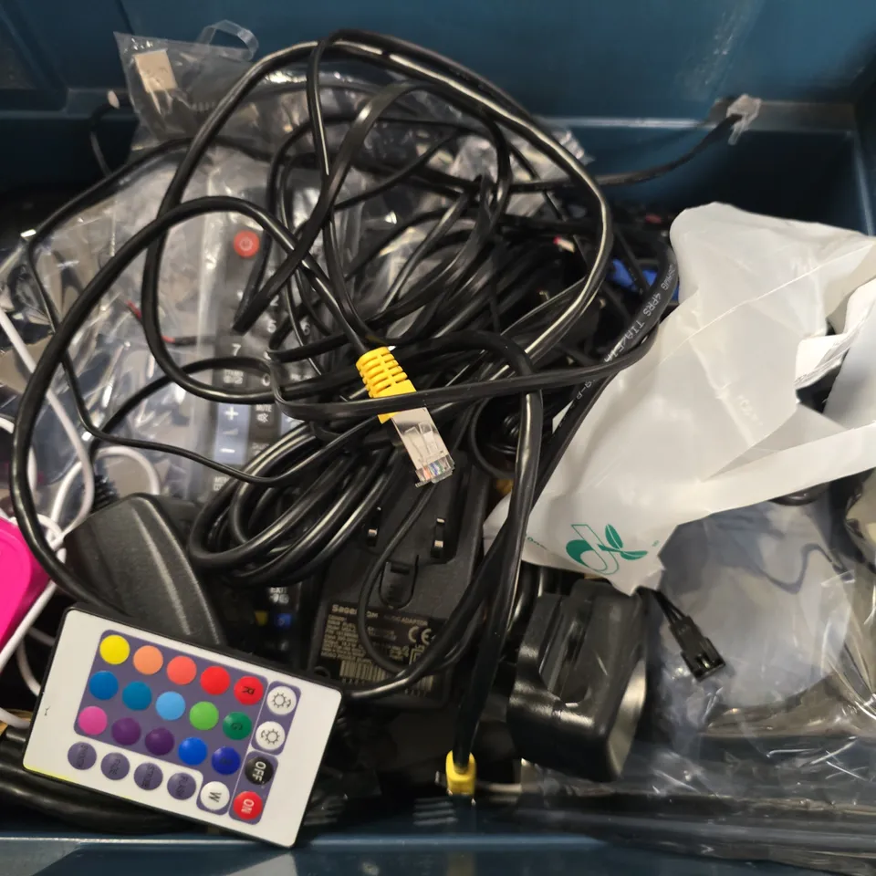 APPROXIMATELY 8 ASSORTED ITEMS TO INCLUDE - EE REMOTE , BUDI CABLE , SKY REMOTE ETC