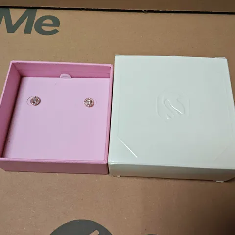 BOXED SWAROVSKI  PE STUD CRY/ROS EARRINGS