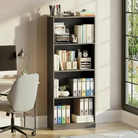 BOX3D CAMBRIDGE 4 TIER BOOKCASE, LARGE - BLACK (1 BOX)