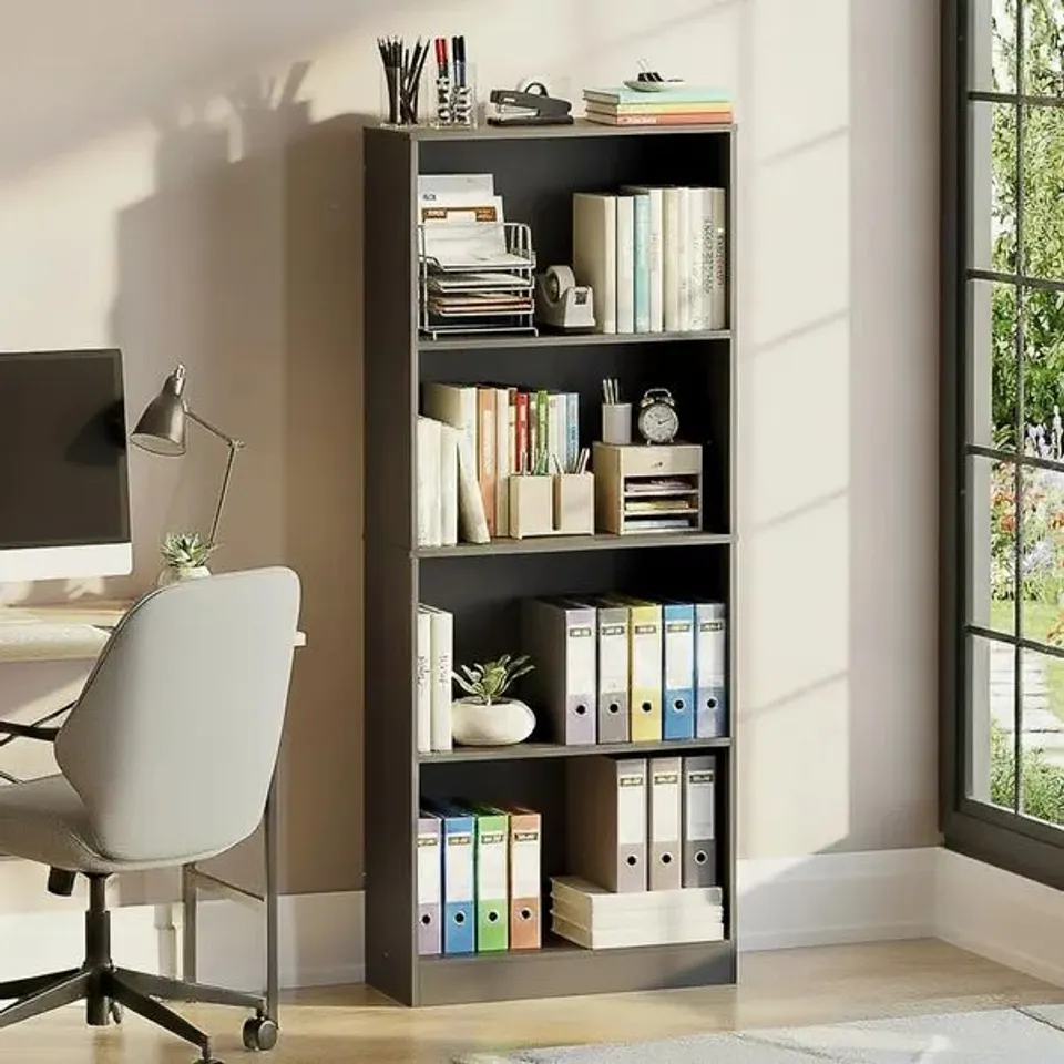BOX3D CAMBRIDGE 4 TIER BOOKCASE, LARGE - BLACK (1 BOX)