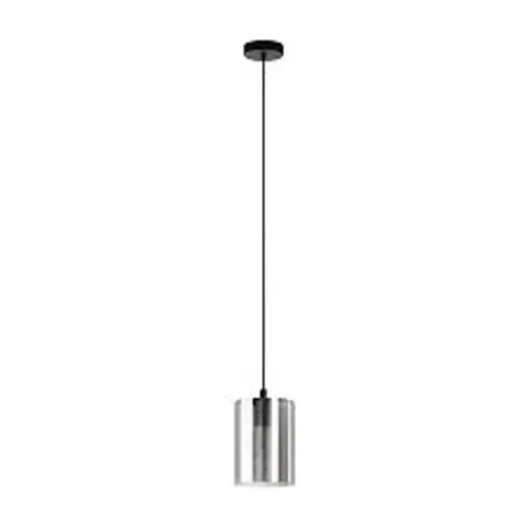 BOXED EGLO CADAQUES 1 1-LIGHT SMOKED BLACK GLASS SINGLE PENDANT