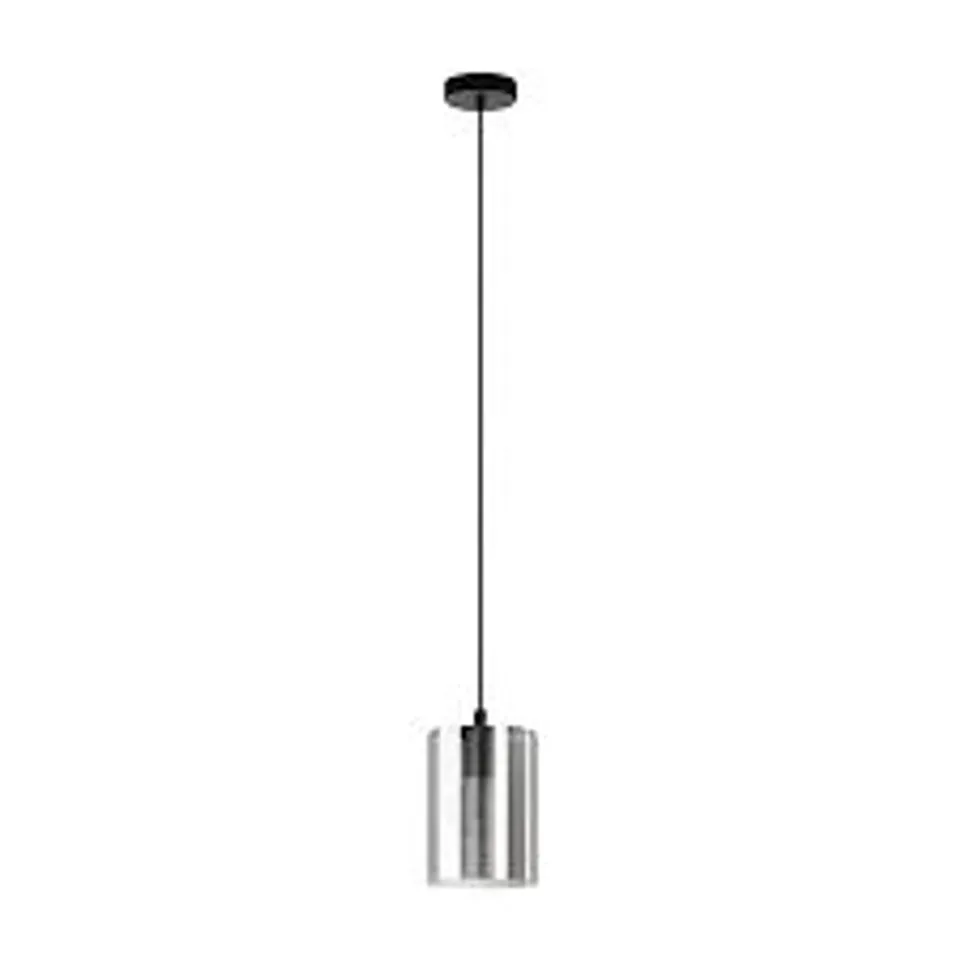 BOXED EGLO CADAQUES 1 1-LIGHT SMOKED BLACK GLASS SINGLE PENDANT