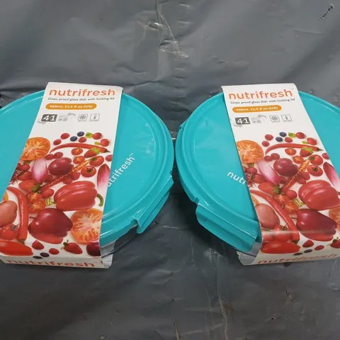 NUTRIFRESH SET OF 2 OVEN PROOF GLASS DISHES WITH LOCKING LIDS