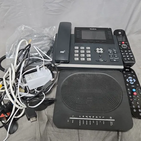 APPROX 10 ASSORTED HOUSEHOLD ITES TO INCLUDE YEALINK PHONE, LANDLINE PHONE AND SKY REMOTE