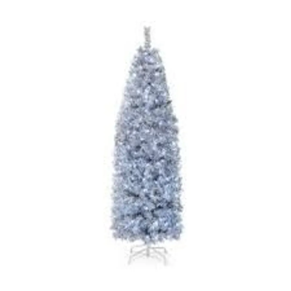 BOXED COSTWAY PRE LIT WHITE LED SLIM ARTIFICIAL CHRISTMAS TREE 6FT