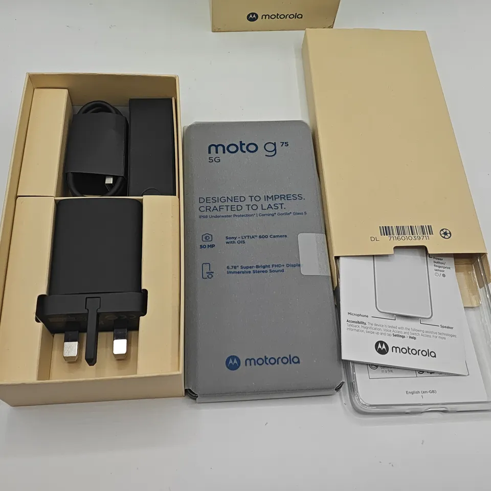 BOXED MOTOROLA G75 5G 8+128GB IN CHARCOAL GREY - MC434