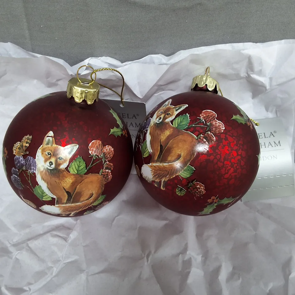 SET OF 12 FOX THEMED GISELA GRAHAM DECORATIVE BAUBLES