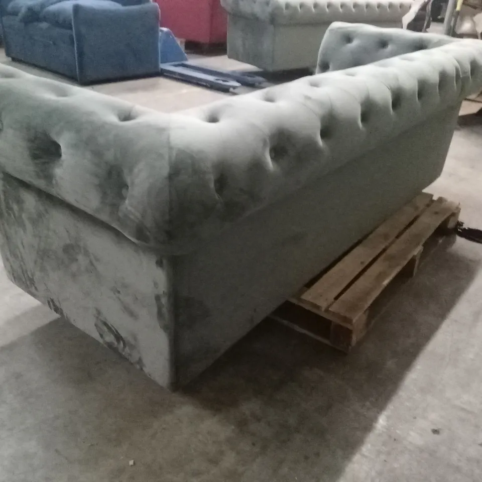 QUALITY DESIGNER 3 SEATER CHESTERFIELD SOFA BED - CHARCOAL VELVET