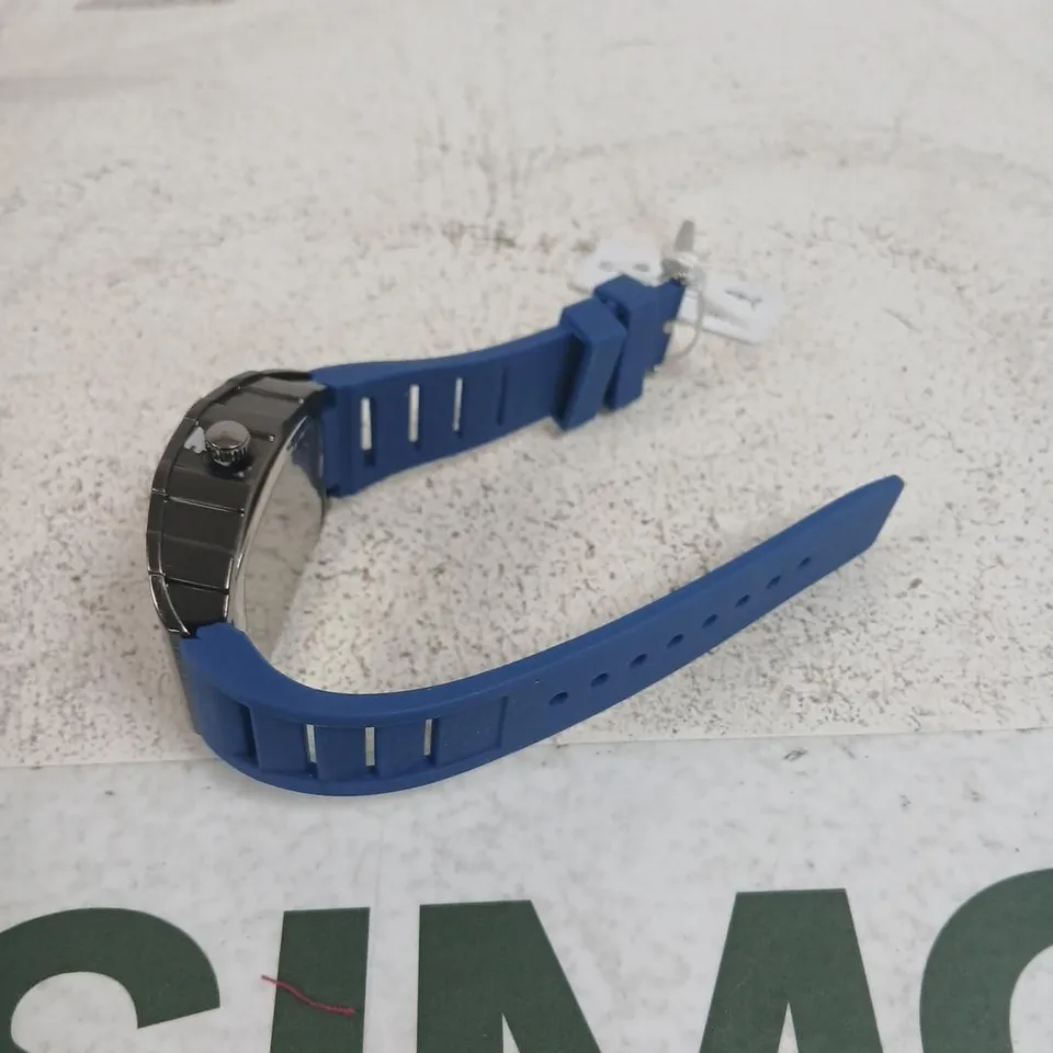 OMYA SKELETON DIAL WRISTWATCH WITH BLUE SILICONE STRAP