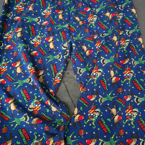 ODDBALLS FESTIVE PYJAMA BOTTOMS IN BLUE/MULTI SIZE MEDIUM