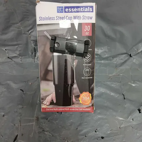 BOXED STAINLESS STEEL CUP WITH STRAW 