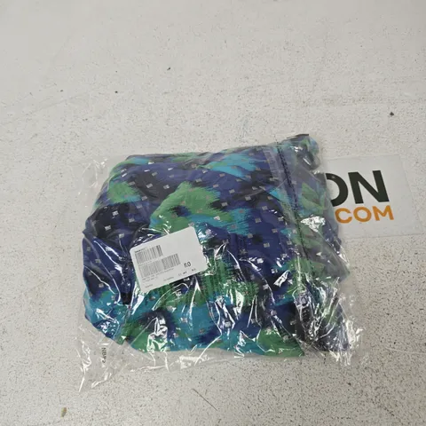 BAGGED DANNI MINOUGE FOIL FRILL DRESS NAVY/GREEN FLORAL SIZE 18