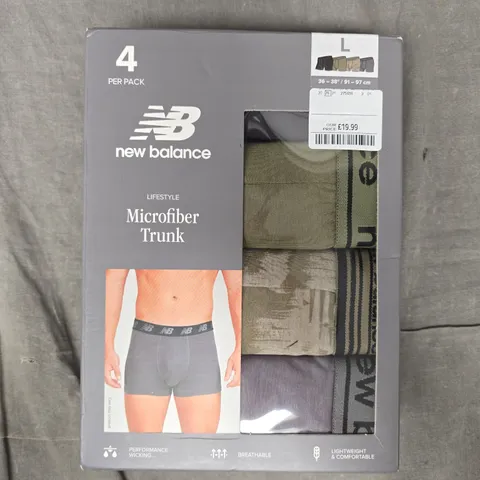 NEW BALANCE SET OF 4 MICROFIBER TRUNKS IN VARIOUS COLOURS SIZE LARGE