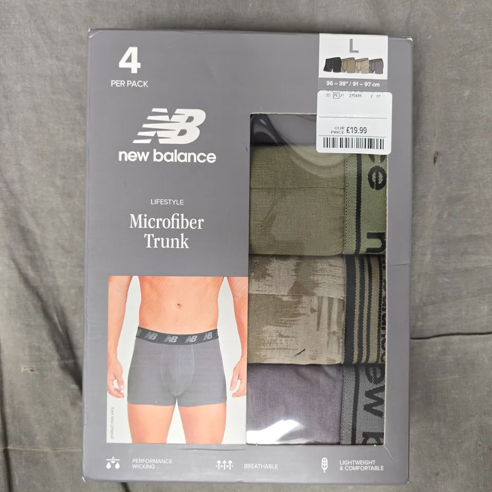 NEW BALANCE SET OF 4 MICROFIBER TRUNKS IN VARIOUS COLOURS SIZE LARGE