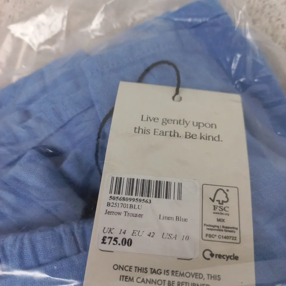 NOBODY'S CHILD LINEN BLUE TROUSER – JERROW (UK 14) WOMEN'S