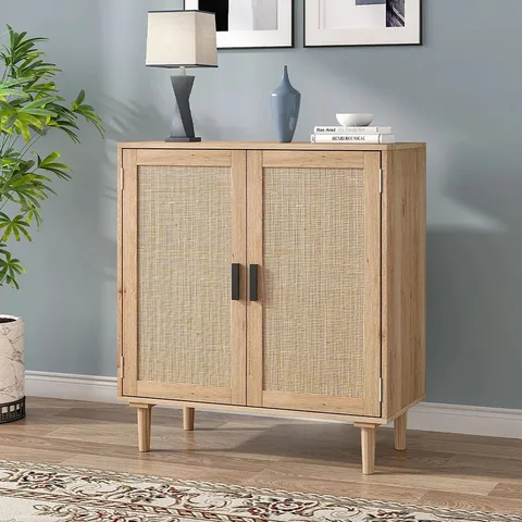 BOXED ALECIRAM 80 OAK SIDEBOARD RATTAN DOORS AND AMPLE STORAGE 