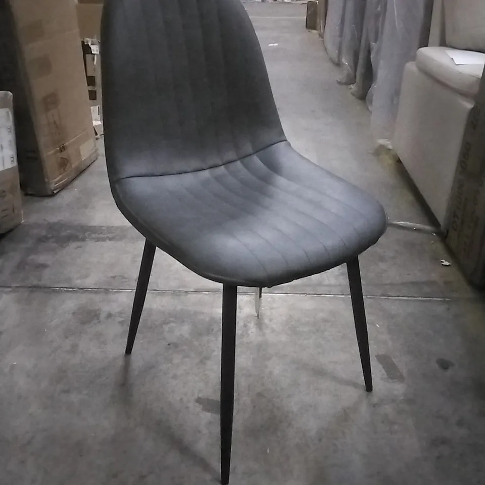 BROOKLYN DINING CHAIR, VINTAGE GREY PREMIUM FAUX LEATHER & BLACK STEEL (SET OF 4)