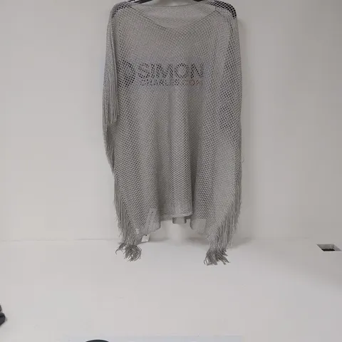 XANDER KOSTROMA SILVER MESH SHAWL WITH FRINGE HEM – GREY
