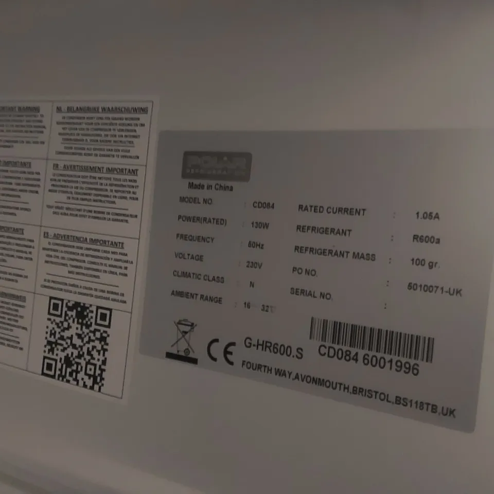 POLAR CD084 C-SERIES STAINLESS STEEL UPRIGHT FRIDGE