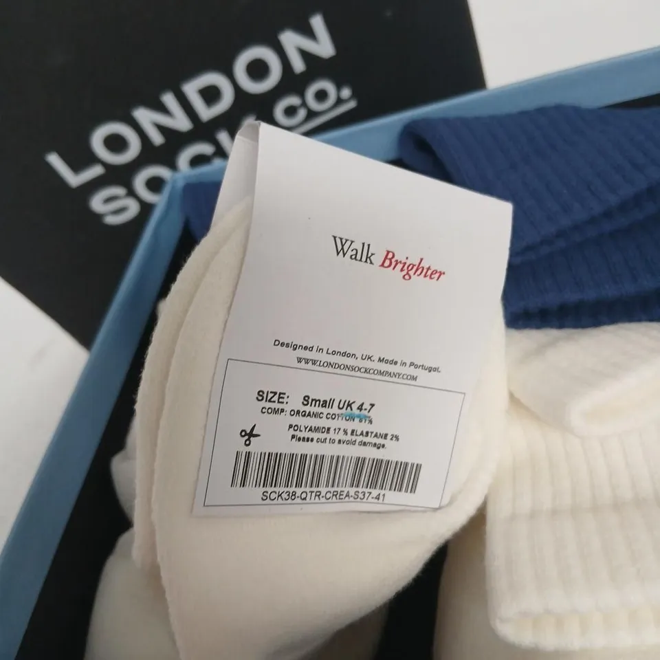 London Sock Co. Gift Set – 4 Pairs Socks (UK 4-7), White & Navy
