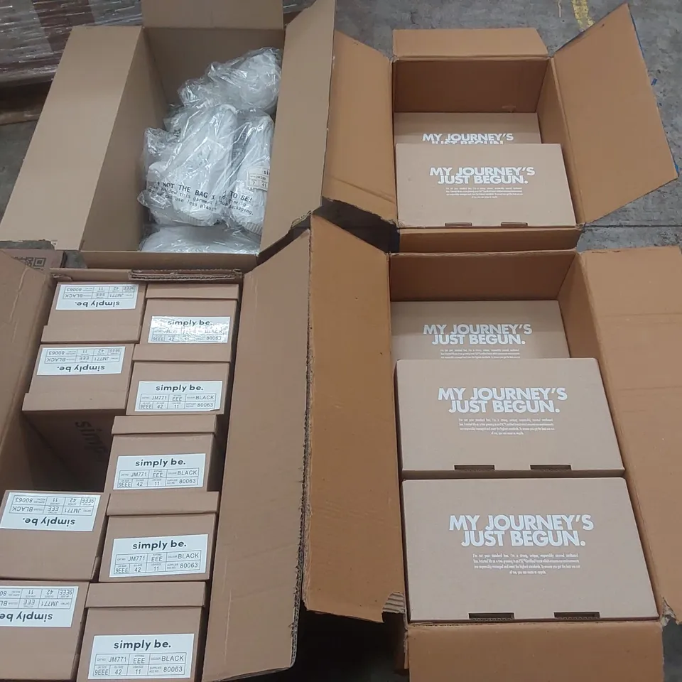 PALLET CONTAINING APPROXIMATELY 180x BRAND NEW ASSORTED DESIGNER SHOES INCLUDING: SIMPLY BE SHOES AND SANDALS ECT