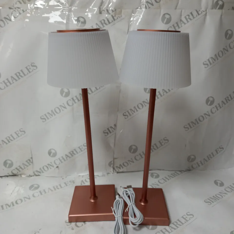BOXED SFIXX SET OF 2 INDOOR OUTDOOR TOUCH TABLE LIGHTS ROSE GOLD 