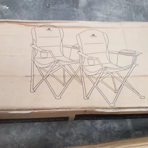 BOXED VOYAGER 2PK COOL ARM CHAIRS WITH CUPHOLDER & COOLER POCKET - BLACK