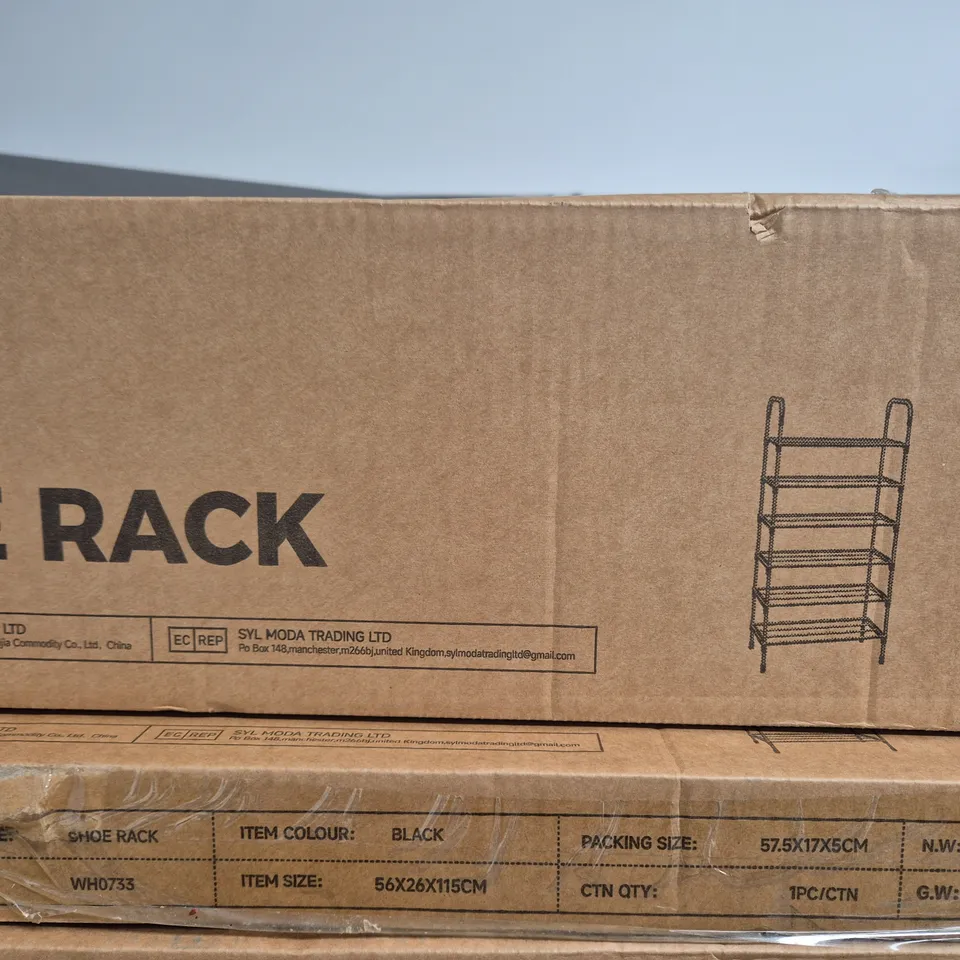SHOE RACK – BLACK, 5-TIER, 56X26X115 CM (BOXED)