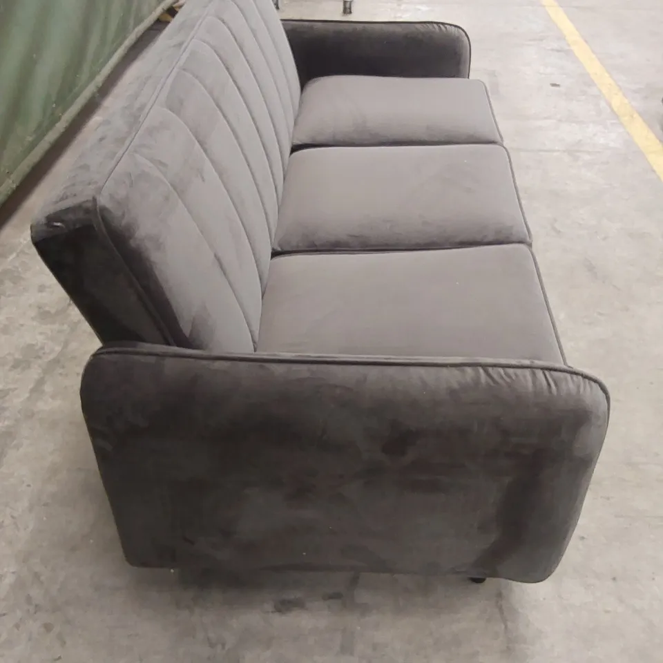 JENNIFER FABRIC COMPACT 3 SEATER SOFA - CHARCOAL VELVET RRP £349
