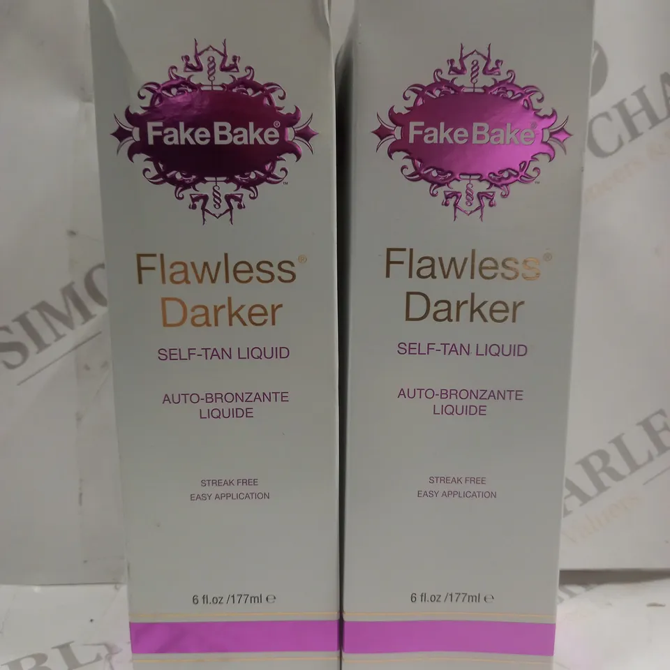 BOX OF 2 X 177ML FAKE BAKE FLAWLESS DARKER SELF-TAN LIQUID 