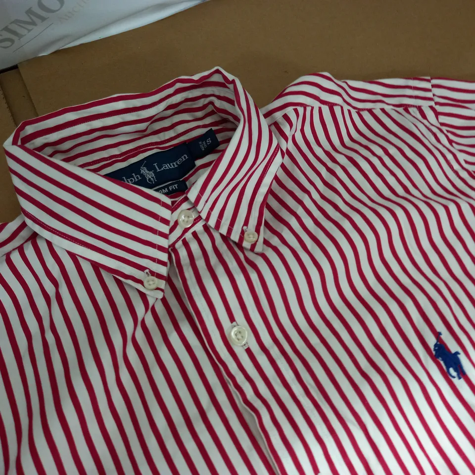 RALPH LAUREN RED WHITE STRIPED SHIRT - S
