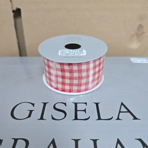 GISELA GRAHAM LONDON RED GINGHAM RIBBON SPOOL PACK – 24 SPOOLS, 38MM X 33M