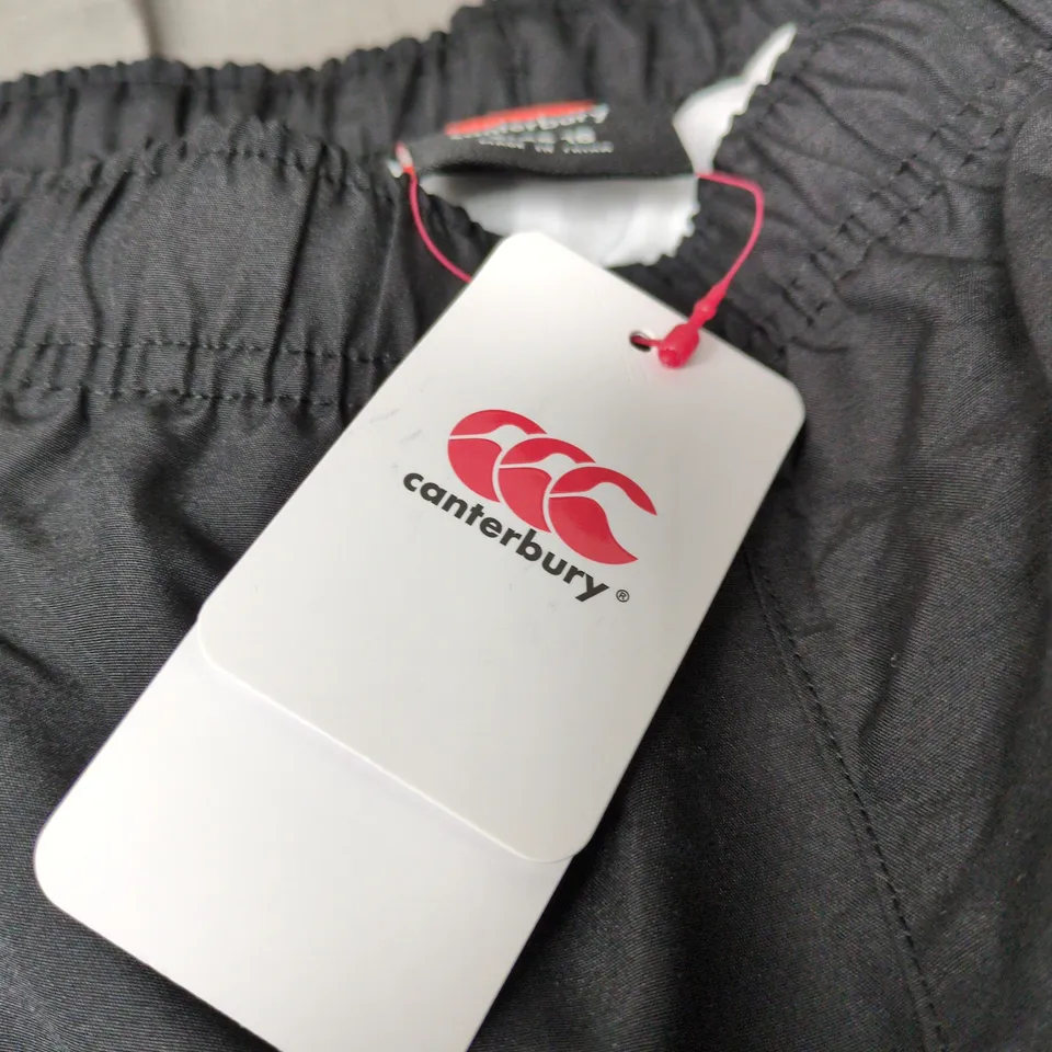 CANTERBURY OF NEW ZEALAND BLACK STADIUM PANT SIZE 16 WITH TAGS