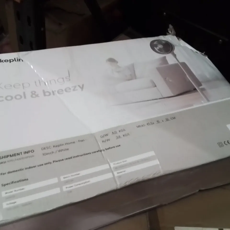 BOXED KEPLIN 10" WHITE OSCILLATING FAN