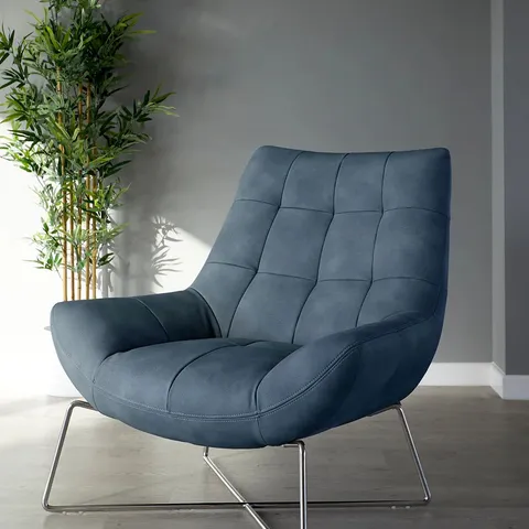 BOXED DANETTI CANIO NAVY FAUX LEATHER ACCENT CHAIR