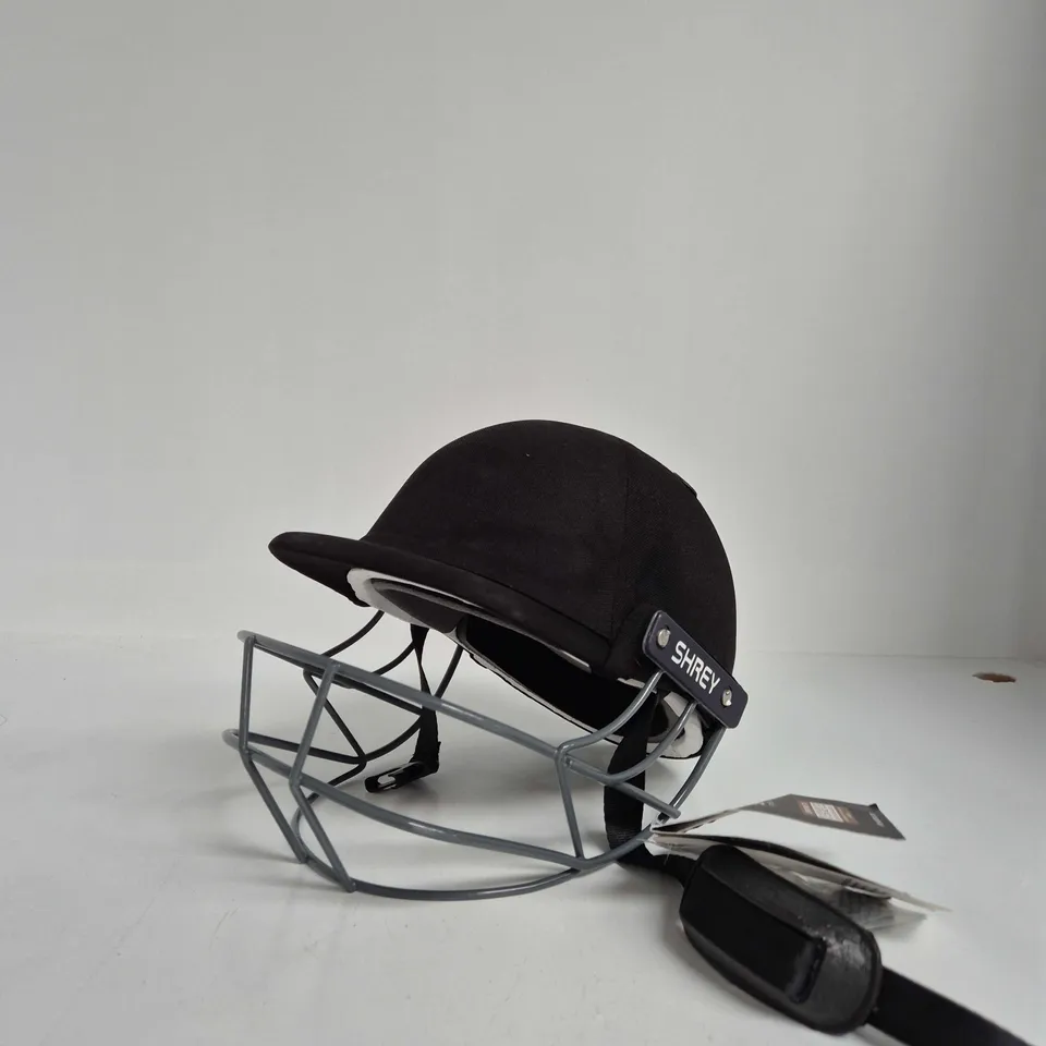 SHREY CRICKET HELMET – BLACK WITH GREY CAGE (CE CERTIFIED)
