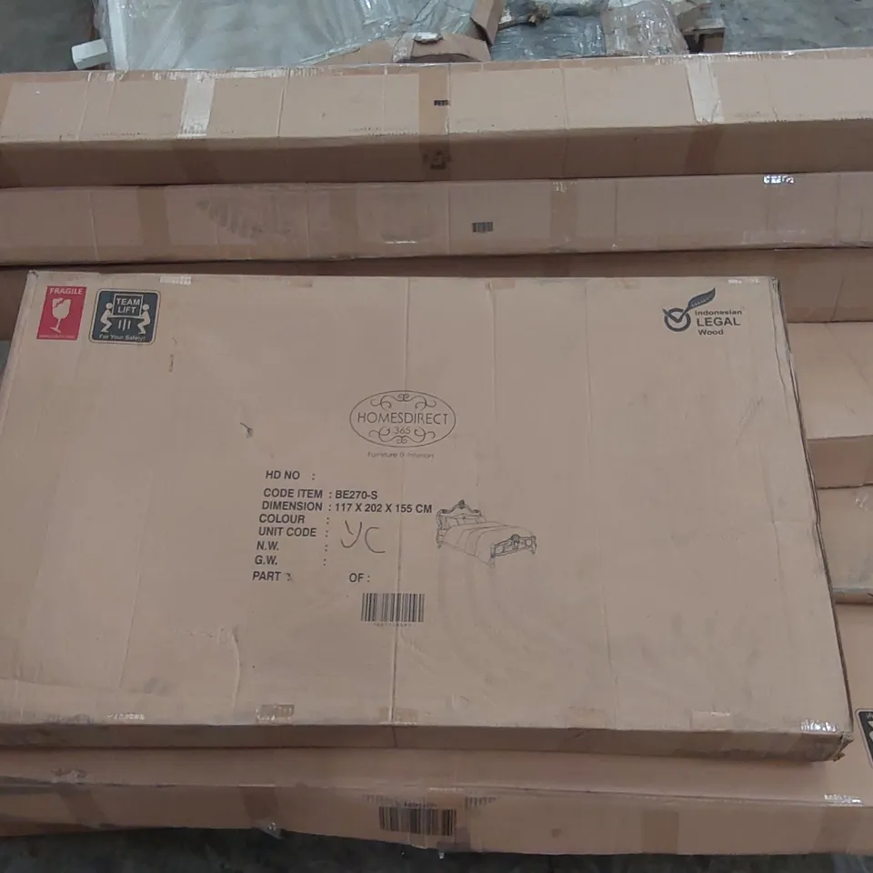 PALLET OF ASSORTED HOMESDIRECT365 FURNITURE PARTS - MAINLY BED PARTS