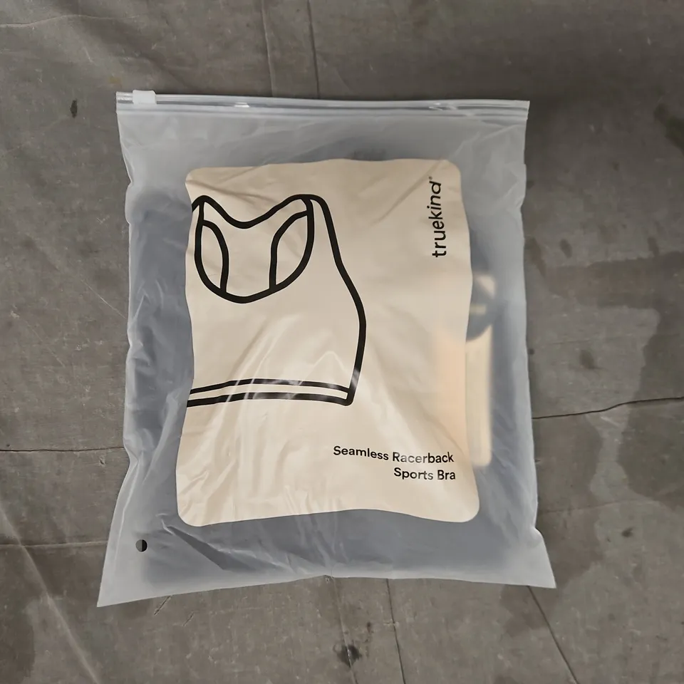 BAGGED TRUEKIND SEAMLESS RACERBACK SPORTS BRA IN BLACK SIZE 2XL