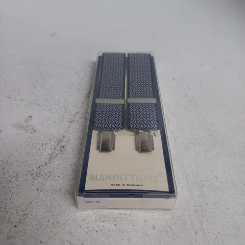 MANDITTIONS MEN'S SUSPENDERS (BRACES) – NAVY PATTERN, XL, MADE IN ENGLAND
