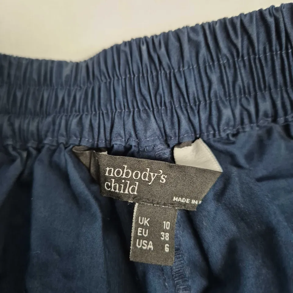 NOBODY'S CHILD NAVY ELASTICATED WAIST TROUSERS, UK 10 (EU 38, USA 6)