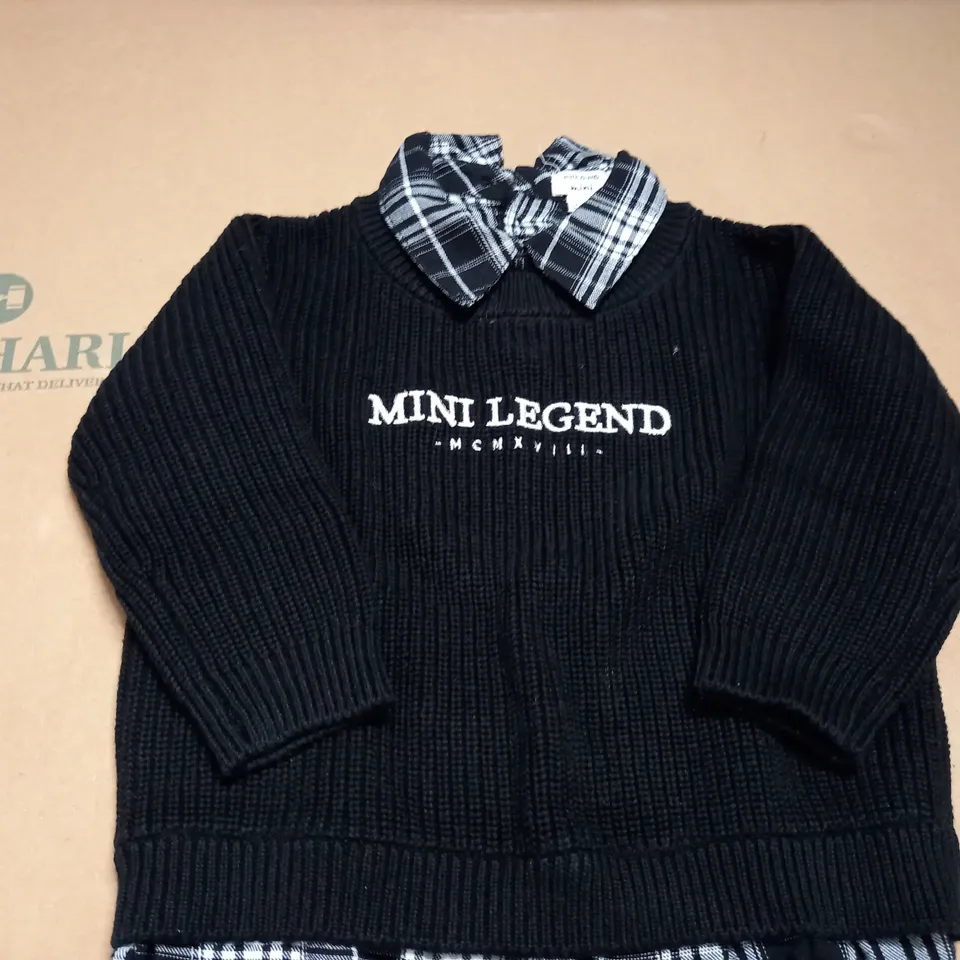 RIVER ISLAND MINI BLACK JUMPER/SHIRT - 12-18 MONTHS