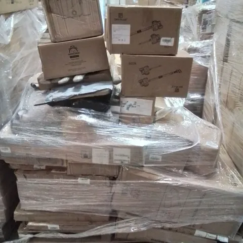 PALLET CONTAINING VARIOUS ASSORTED BOXED ITEMS TO INCLUDE: CORDLESS VACUUM CLEANERS, JUICER, SOFA BED PARTS, METAL SAFE AND LOTS MORE UNMARKED BOXED ITEMS