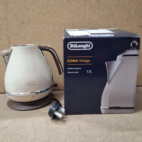 DE'LONGHI ICONA VINTAGE ELECTRIC KETTLE 1.7L – CREAM (WITH BOX) KBOV3001.BG