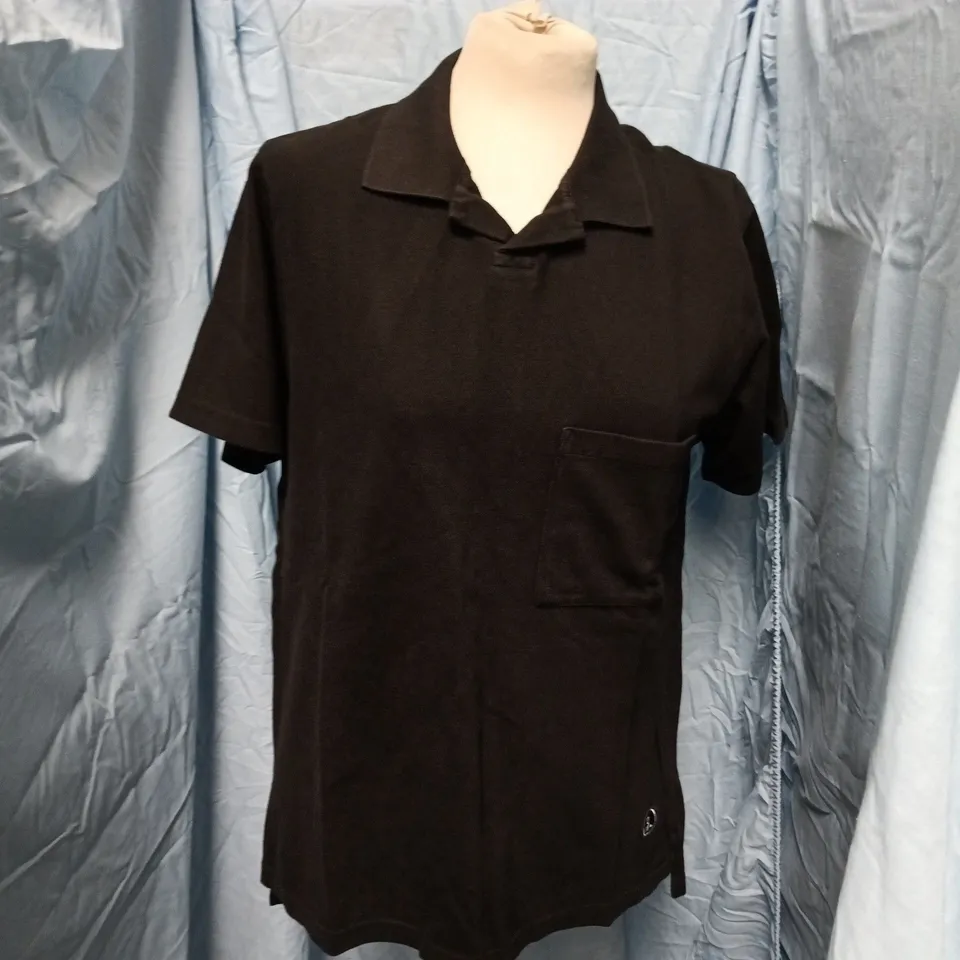 UNIVERSAL WORKS VACATION POLO PIQUET – BLACK – SIZE S