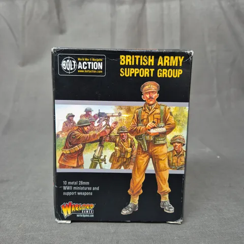 WARLOARD GAMES - BRITISH ARMY SUPPORT GROUP - 10 METAL 28MM WWII MINIATURES AND SUPPORT WEAPON