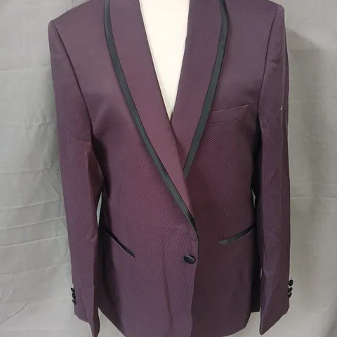 BURTON TIPPED SHAWL COLLAR TUXEDO JACKET IN BURGHUNDY - 42R