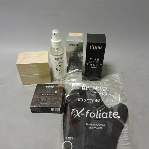 LOT OF 6 BPERFECT COSMETIC PRODUCTS TO INCLUDE TANNING MITT, FACIAL MIST SPRAY AND PERFECT POWDER