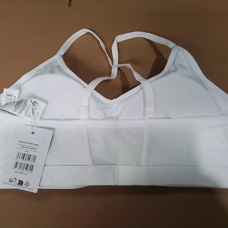 GYMSHARK RUCHED SPORTS BRA - WHITE MED SUPPORT