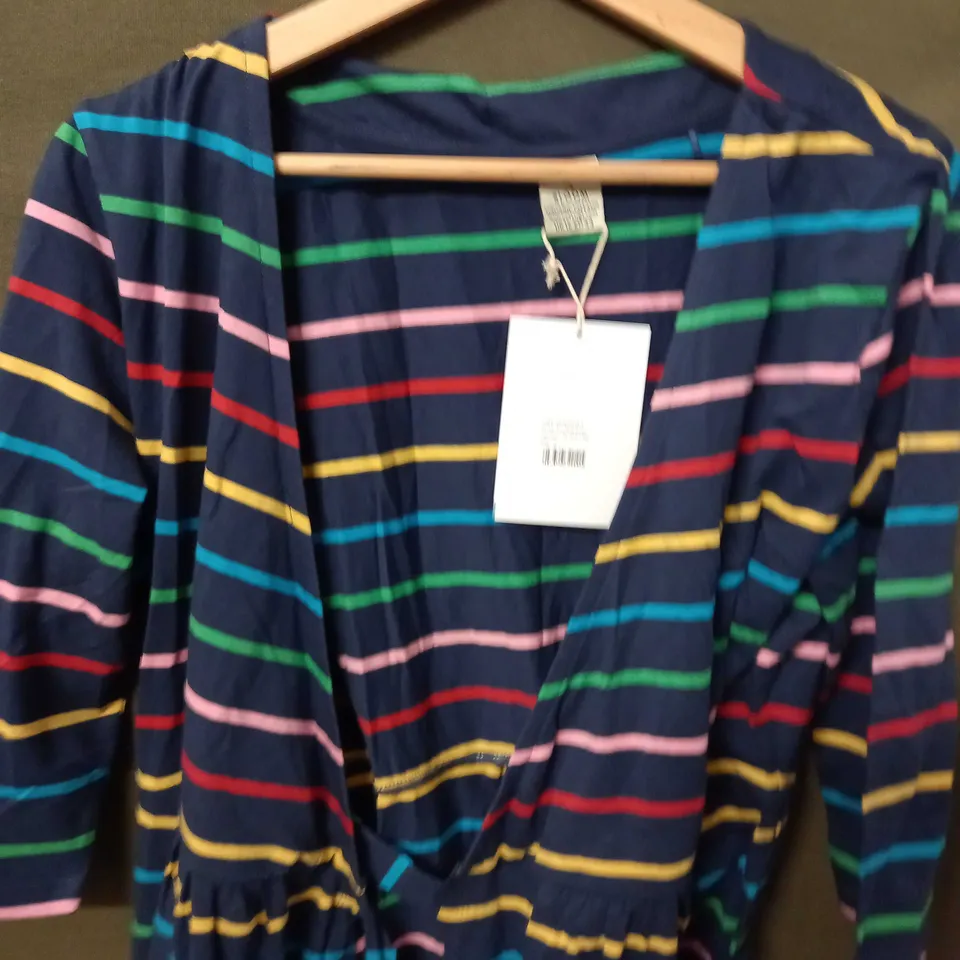 FRUGI BLOOM RICO WRAP DRESS INDIGO RAINBOW STRIPE - SIZE 16